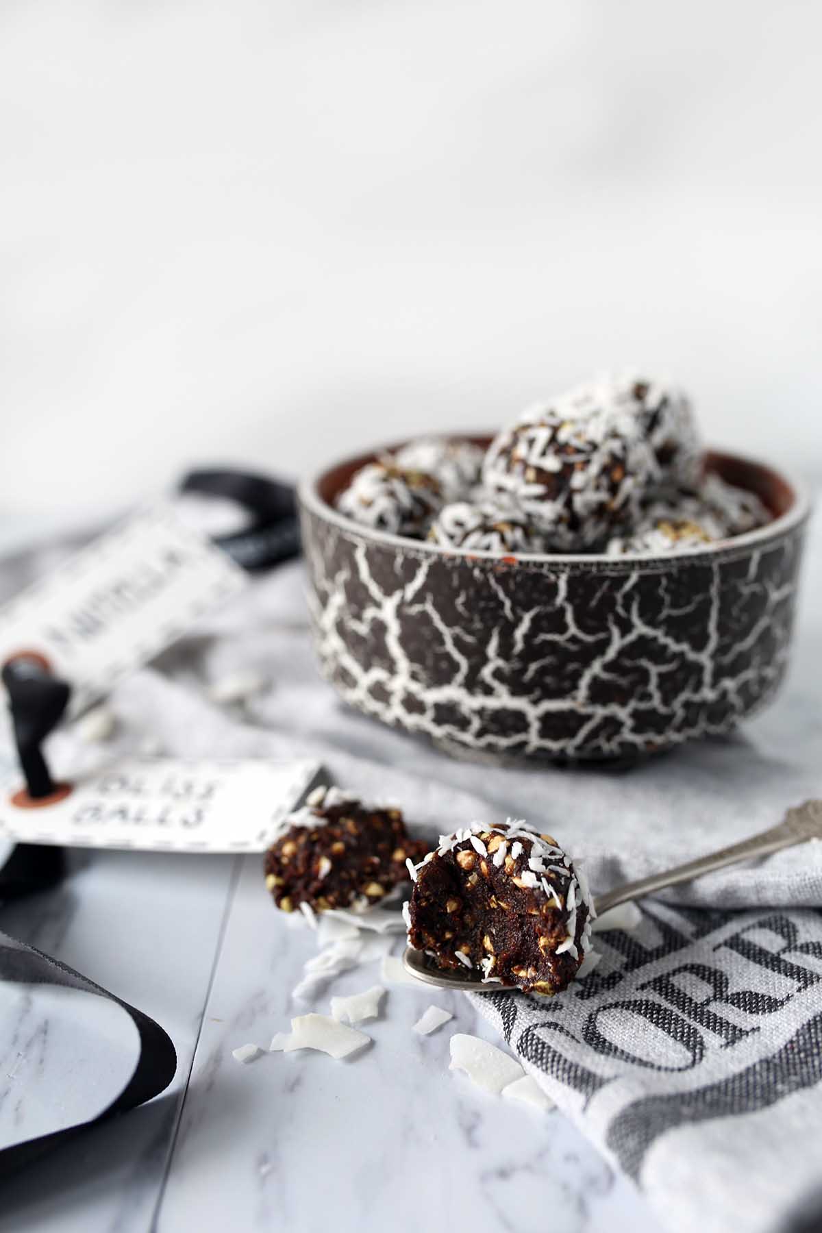 Chocolate Bliss Ball with healthy greens