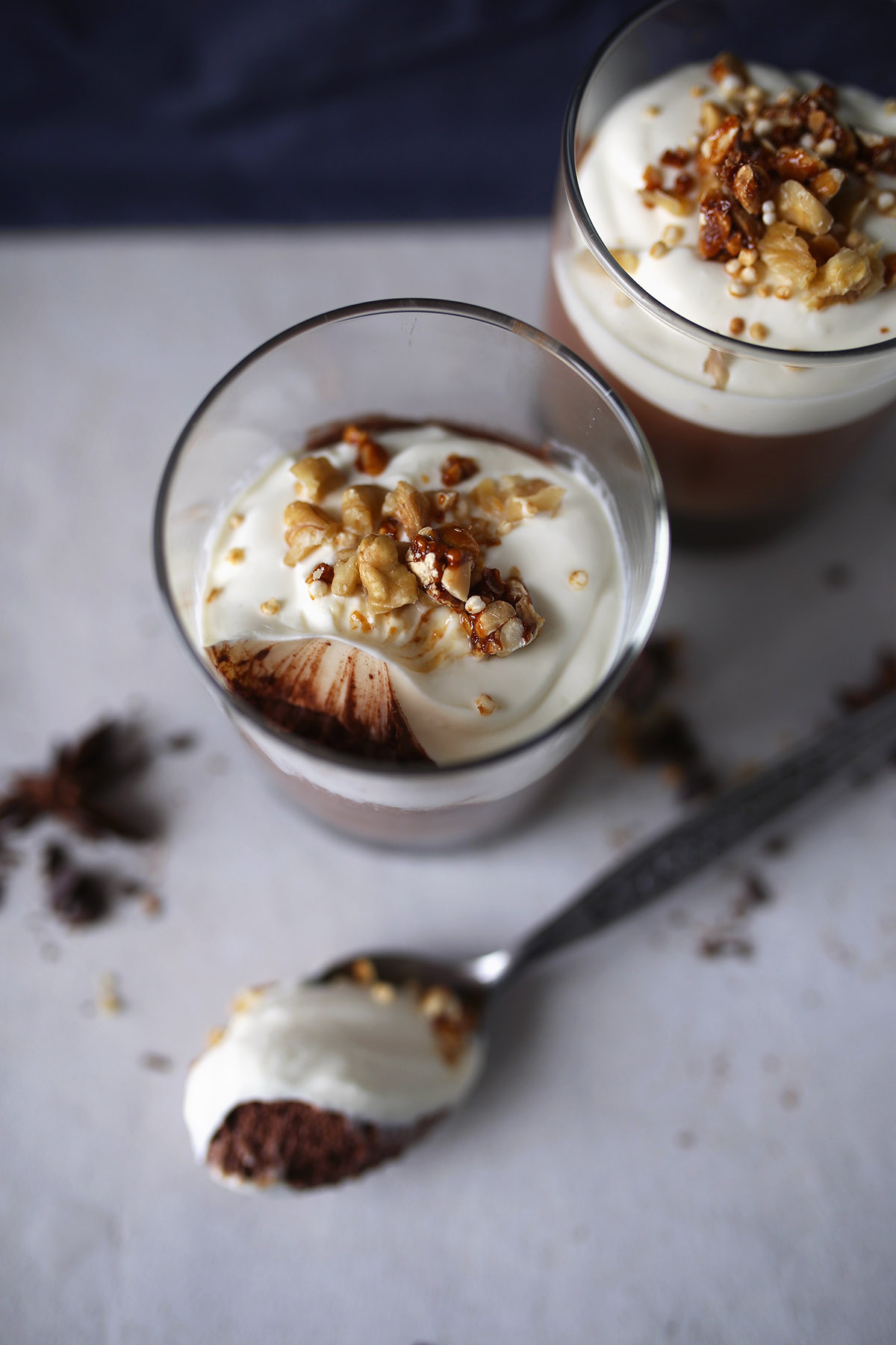 Chocolate mousse with coconut whipped cream