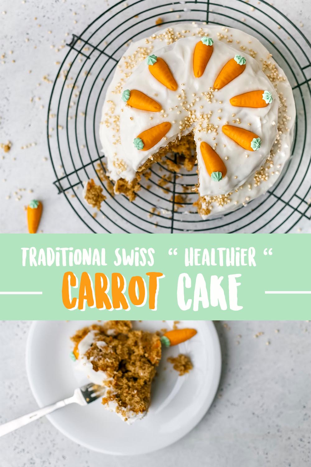Healthy vegan swiss carrot cake